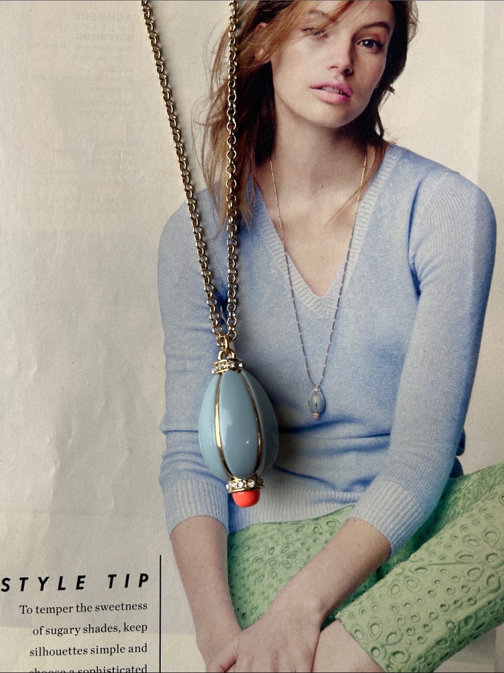 J. Crew Bright Blue and Coral Droplet Necklace